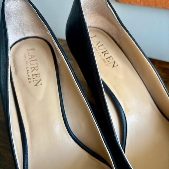 Ralph Lauren| Lanette Leather Pump Black Women's Heels Sz 9.5 - Picture 2 of 7